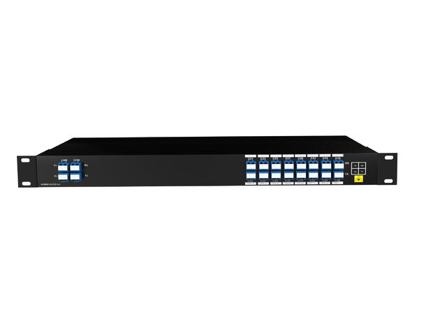 GLOBALfiber 16ch DWDM Mux/Demux, 19" 1RU C21-C36, 100GHz, 1310nm+EXP+Mon, LC 